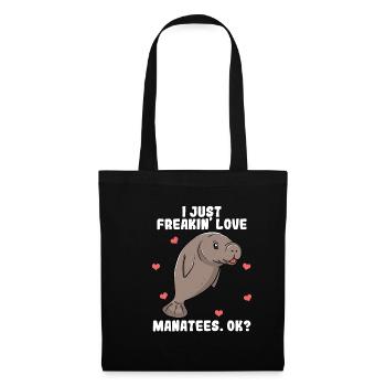 Manatee Manatees Sea Funny Heart Love Gift - Tote Bag - black - Front