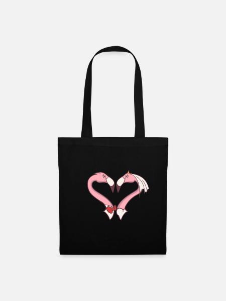 Hochzeitspaar Flamingo - Stoffbeutel - Schwarz