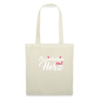 Éducatrice avec éducateur de coeur Kita nourrice - Sac en tissu - nature - Devant