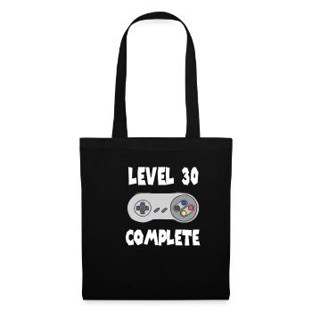 Level 30 Complete 30. Geburtstag Gamer Geschenk - Stoffbeutel - Schwarz - Vorne