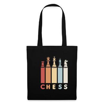 CHESS RETRO Schachspieler Schachfiguren Schach - Stoffbeutel - Schwarz - Vorne