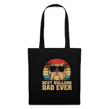 Bulldogge Hund Hunde Vater Dad Papa Retro Geschenk - Stoffbeutel - Schwarz - Vorne