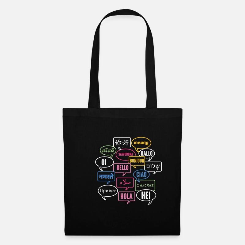Multilingual Polyglot Globetrotter Language - Stoffbeutel - Schwarz