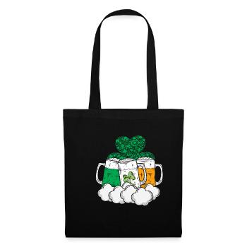 Irland Symbole Kleeblatt Bier - Stoffbeutel - Schwarz - Vorne