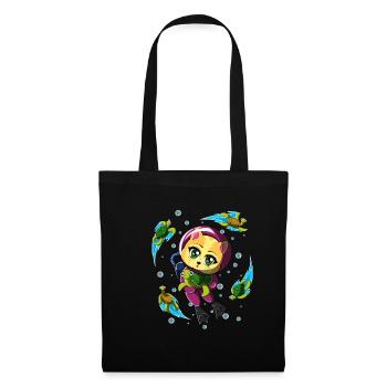 doux chat qui plonge avec des tortues - Sac en tissu - noir - Devant