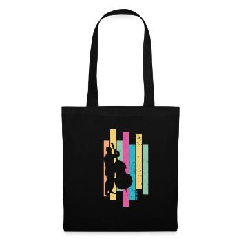 Kontrabass Retro 80er Kontrabassist Jazz Geschenk - Stoffbeutel - Schwarz - Vorne