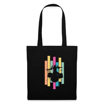 Schlagzeuger Schlagzeug Drummer Lustig Retro 80er - Stoffbeutel - Schwarz - Vorne