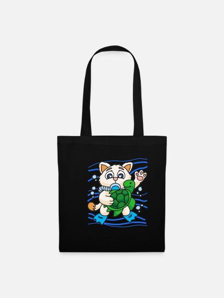 KITTY WITH SEA TURTLE - Stoffbeutel - Schwarz