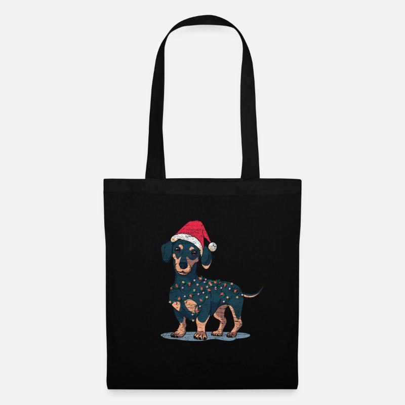 Dackel Weihnachten - Stoffbeutel - Schwarz