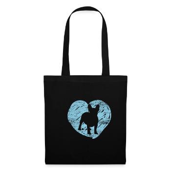 Amour bulldog français - Sac en tissu - noir - Devant