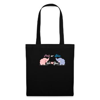 Pink or Blue - Süßes Werdende Eltern Geschenk - Stoffbeutel - Schwarz - Vorne