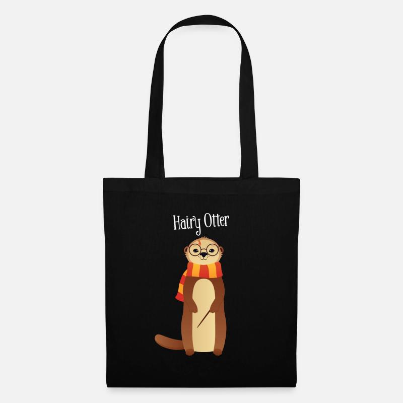 Hairy Otter - Cute Illustration - Stoffbeutel - Schwarz