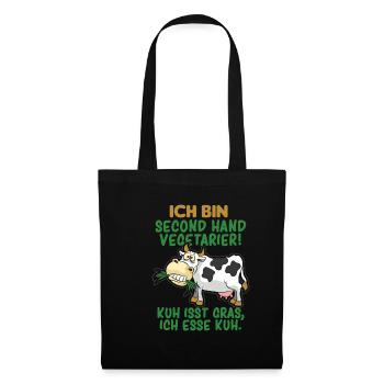 SECOND HAND VEGETARIER FLEISCHESSER HUMOR - Stoffbeutel - Schwarz - Vorne