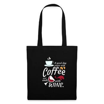 Good day starts with coffee ends with wine - Tote Bag - black - Front