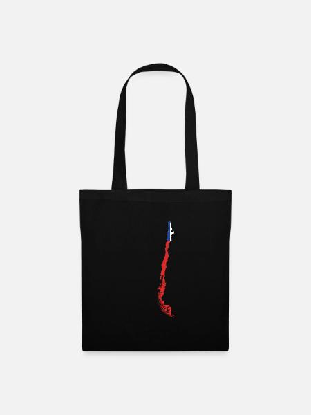 Republik Chile Südamerika Karte Chilenische Flagge - Stoffbeutel - Schwarz