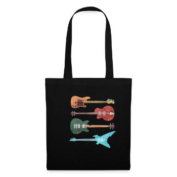 Musique rock guitare basse - Sac en tissu - noir - Devant