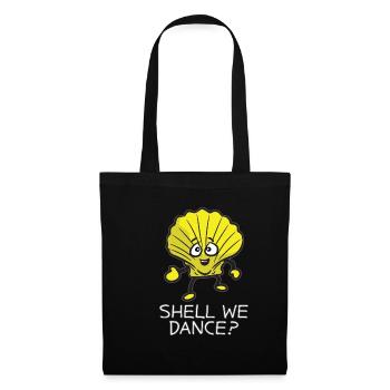 SHELL WE DANCE Lustige Tanzende Muschel Humor - Stoffbeutel - Schwarz - Vorne