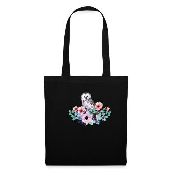 Oiseau hibou - Sac en tissu - noir - Devant