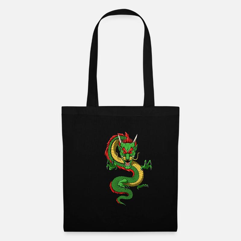 Asiatischer Drachen - Böser Chinadrache - Stoffbeutel - Schwarz