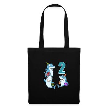 Requins et cadeaux - 2 ans pour les enfants - Sac en tissu - noir - Devant