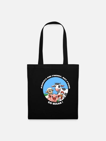 Animals Are Friends - Vegan und Veggie - Stoffbeutel - Schwarz