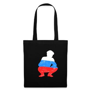 Holzrusse in Russenhocke Bra Bratan Russia blyad R - Stoffbeutel - Schwarz - Vorne