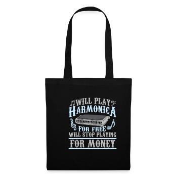 Harmonica player blues music country - Sac en tissu - noir - Devant