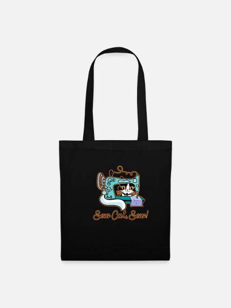 Couture chat hobby tailleur humour - Sac en tissu - noir