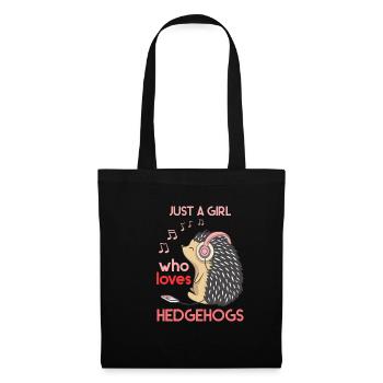 Cadeau fille hérisson - Sac en tissu - noir - Devant