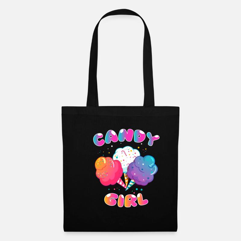 Candy Zuckerwatte Mädchen Girl Girly Geschenk - Stoffbeutel - Schwarz