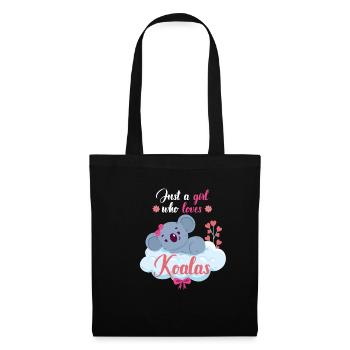 Koala Mädchen Tiere - Stoffbeutel - Schwarz - Vorne