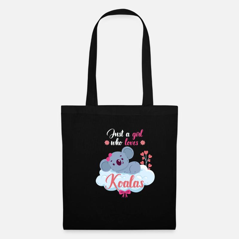 Koala Mädchen Tiere - Stoffbeutel - Schwarz