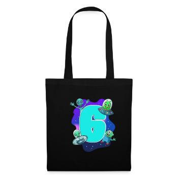 6e anniversaire de l'enfant - extraterrestre et ovni - Sac en tissu - noir - Devant