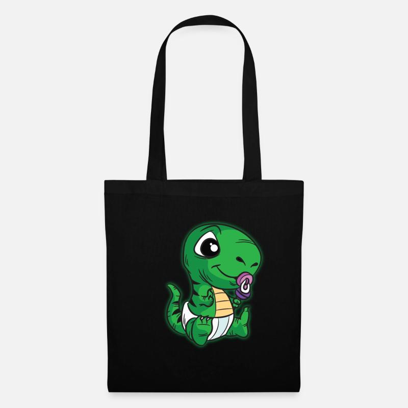 BABY Dinosaurier TREX Schnuller Rassel - Stoffbeutel - Schwarz