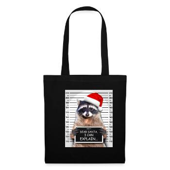 Dear Santa I Can Explain Funny Christmas Raccoon - Stoffbeutel - Schwarz - Vorne
