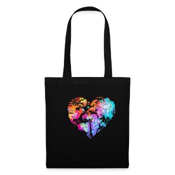 Stop racism design colorful world heart symbol - Tote Bag - black - Front
