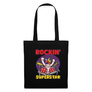 Humour de batteur de licorne rocker ROCKIN SUPERSTAR - Sac en tissu - noir - Devant