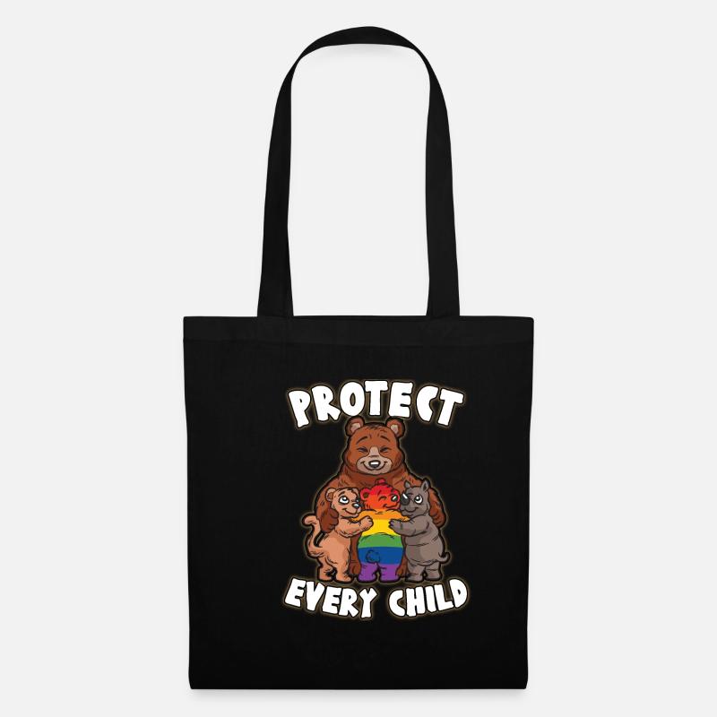 PROTECT EVERY CHILD Mutterliebe schwuler Bär LGBTQ - Stoffbeutel - Schwarz