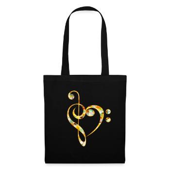Bass key music heart musical instrument musician - Tote Bag - black - Front
