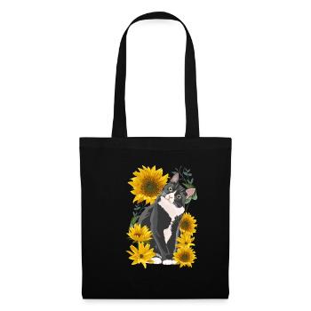 Doux chat tournesol jardin chatons - Sac en tissu - noir - Devant