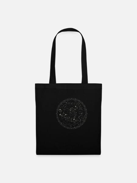 Astronomy Sky Map Stars Horoscope Constellation - Stoffbeutel - Schwarz