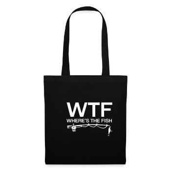 WTF Wo is der Fisch angler shirt - Stoffbeutel - Schwarz - Vorne