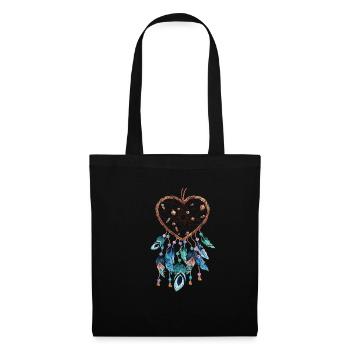 Coeur de capteur de rêves - Sac en tissu - noir - Devant