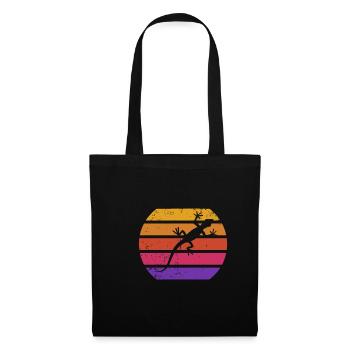 Rétro Lézard coucher de soleil Reptiles Gecko - Sac en tissu - noir - Devant