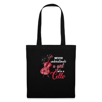 Fille instrument de violoncelle - Sac en tissu - noir - Devant