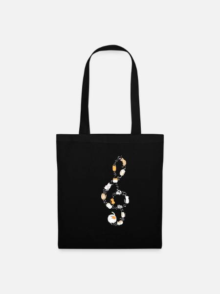 Clé de sol chat musique notes musicien - Sac en tissu - noir