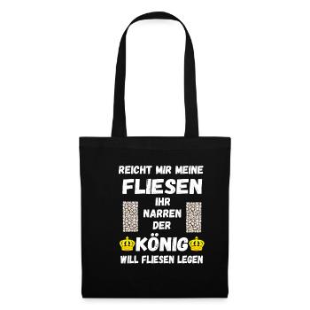 Fliesenleger Fliesen Legen Bodenleger Geschenke - Stoffbeutel - Schwarz - Vorne