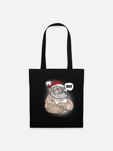 Weihnachtsmann mit Tattoos - Stoffbeutel - Schwarz