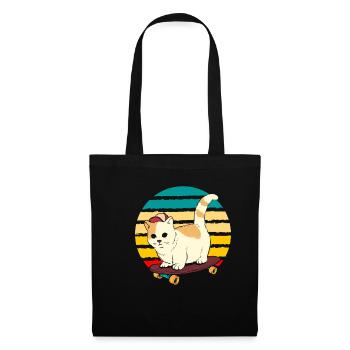 Mignon Skateboard Chat Vintage Patinage Kitty - Sac en tissu - noir - Devant