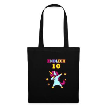 Einhorn 10 Jahre Geburtstag Einhorn Geburtstag - Stoffbeutel - Schwarz - Vorne